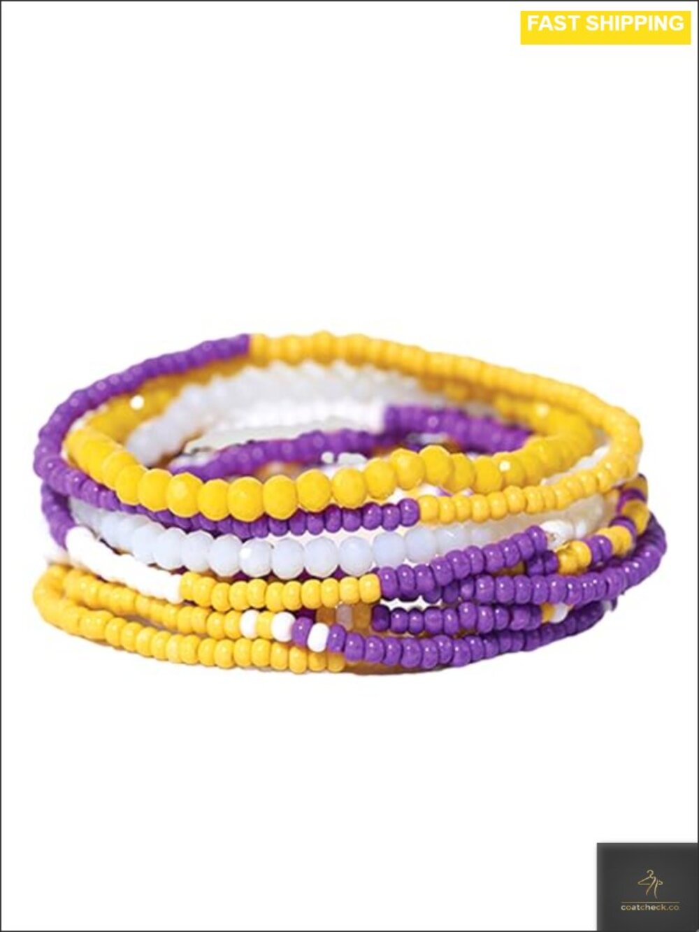 Handmade Beaded Stretch Bracelet Set of 10 Stackable Game Day Jewelry